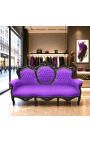 Canapé baroque tissu velours mauve et bois laqué noir - 9