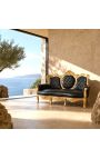 Canapea baroc din piele neagra si lemn auriu - 5
