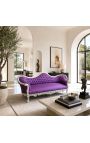 Barokinė sofa Napoleon III audinys violetinė dirbtinė oda ir sidabrinė mediena - 3