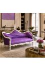 Barocksofa Napoleon III. Stoff lila Kunstleder und silbernes Holz - 5