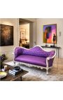 Barokna sofa Napoleon III tkanina ljubičasta umjetna koža i srebrno drvo - 2