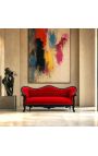 Barock Sofa Napoléon III roter Samt und schwarz lackiertes Holz - 9