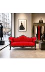 Barok Sofa Napoléon III rode velvet en zwart lakkerd hout - 8
