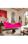 Barroco Napoleón III medallón sofá tela fuchsia terciopelo y madera de oro - 2