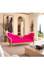 Barok Napoleon III medaljon sofa stof fuchsia fløjl og guld træ - 8