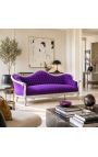 Barroco Sofa Napoléon III terciopelo púrpura y madera de plata - 5