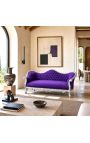 Barock Sofa Napoléon III lila Samt und Silber Holz - 7