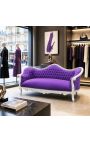 Baroque kanapé Napoléon III lila borjú és ezüst fa - 13