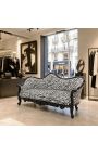 Baroka Napoleon III dīvāna zebras audums un melns koks - 9