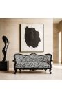 Barok Napoleon III sofa zebra stof og sort træ - 10