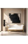 Barokinė Napoleon III sofa balta dirbtinė oda ir aukso mediena - 6