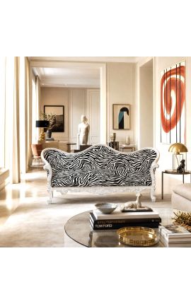 Barokk sofa Napoléon III zebra utskrift og sølv tre - 2