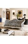 Canapé baroque Napoléon III tissu zèbre et bois argenté - 7