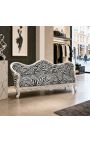 Canapé baroque Napoléon III tissu zèbre et bois argenté - 6
