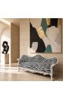 Μπαρόκ Sofa Napoléon III Ζέμπρα εκτυπωμένο υλικό και ασημένιο ξύλο - 9