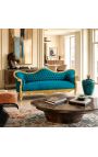 Baroque Sofa Napoléon III green velvet and gold wood - 2