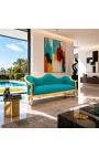 Μπαρόκ Sofa Napoléon III Πράσινη Βελβέτα και Χρυσό Δέντρο - 9