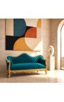 Barroco Sofa Napoléon III terciopelo verde y madera de oro - 6