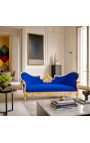 Barokinis Napoleonas III medalionas sofa mėlynas aksominis audinys ir aukso mediena - 9
