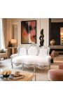 Barokní pohovka bílá koženka a stříbrné dřevo - 2