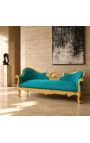 Barockes Medaillon-Sofa Napoleon III, grüner Samtstoff und goldenes Holz - 11