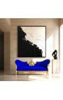 Napoleone barocco III divano medaglione tessuto blu velluto e legno dorato - 12
