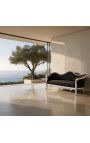 Barroco Sofa Napoléon III terciopelo negro y madera de plata - 8