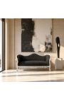 Barroco Sofa Napoléon III terciopelo negro y madera de plata - 11