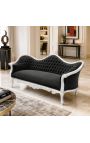 Μπαρόκ Sofa Napoléon III Μαύρο Βελβέτ και Ασημένιο Δέντρο - 10