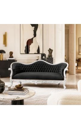 Barokksofa Napoléon III must velvet ja hõbedapuu - 2