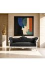 Barok sofa Napoléon III sort samvet og sølvtræ - 9