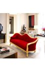 Barock Sofa Napoléon III bordeaux Samt und Goldholz - 6