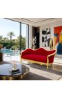 Barock Sofa Napoléon III bordeaux Samt und Goldholz - 9