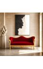 Baroka sofas Napoléon III burdonijas sviestu un zelta koka - 8