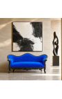 Canapé baroque Napoléon III tissu velours bleu et bois laqué noir - 5
