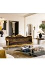 Barokk sofa Napoléon III Leopard trykket vev og gull tre - 5
