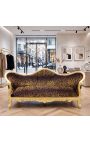 Baroque Sofa Napoléon III leopard printed fabric and gold wood - 6