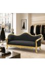 Barok sofa Napoléon III Svart samvet og guldtræ - 12