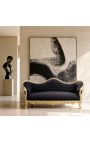 Barroco Sofa Napoléon III terciopelo negro y madera de oro - 6