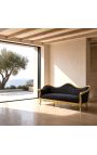Barroco Sofa Napoléon III terciopelo negro y madera de oro - 11