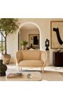 Louis XV stil sofa beige linned stof og beige træ farve - 3