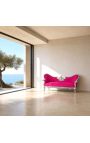 Barock Napoleon III Medaillon Sofa Stoff Fuchsia Samt und Silberholz - 10