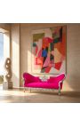 Barock Napoleon III Medaillon Sofa Stoff Fuchsia Samt und Silberholz - 4