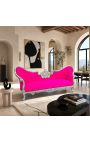 Barock Napoleon III Medaillon Sofa Stoff Fuchsia Samt und Silberholz - 13