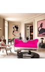 Canapea baroc Napoleon al III-lea țesătură catifea fucsia și lemn argintiu - 6