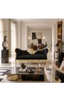 Barockes Medaillon-Sofa Napoleon III. Schwarzer Samtstoff und Goldholz - 4