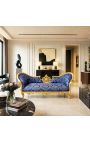 Barock NapoleonIII Medallion Stil Sofa blau "Rebellen" stoff und blattgold - 9