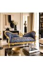 Canapé baroque Napoléon III médaillon tissu "Gobelins" bleu et bois doré - 11