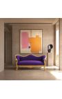 Baroka sofas Napoléon III violeta velmēts un zelta koksne - 10