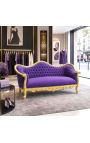 Divano barocco Napoléon III velluto viola e legno dorato - 9
